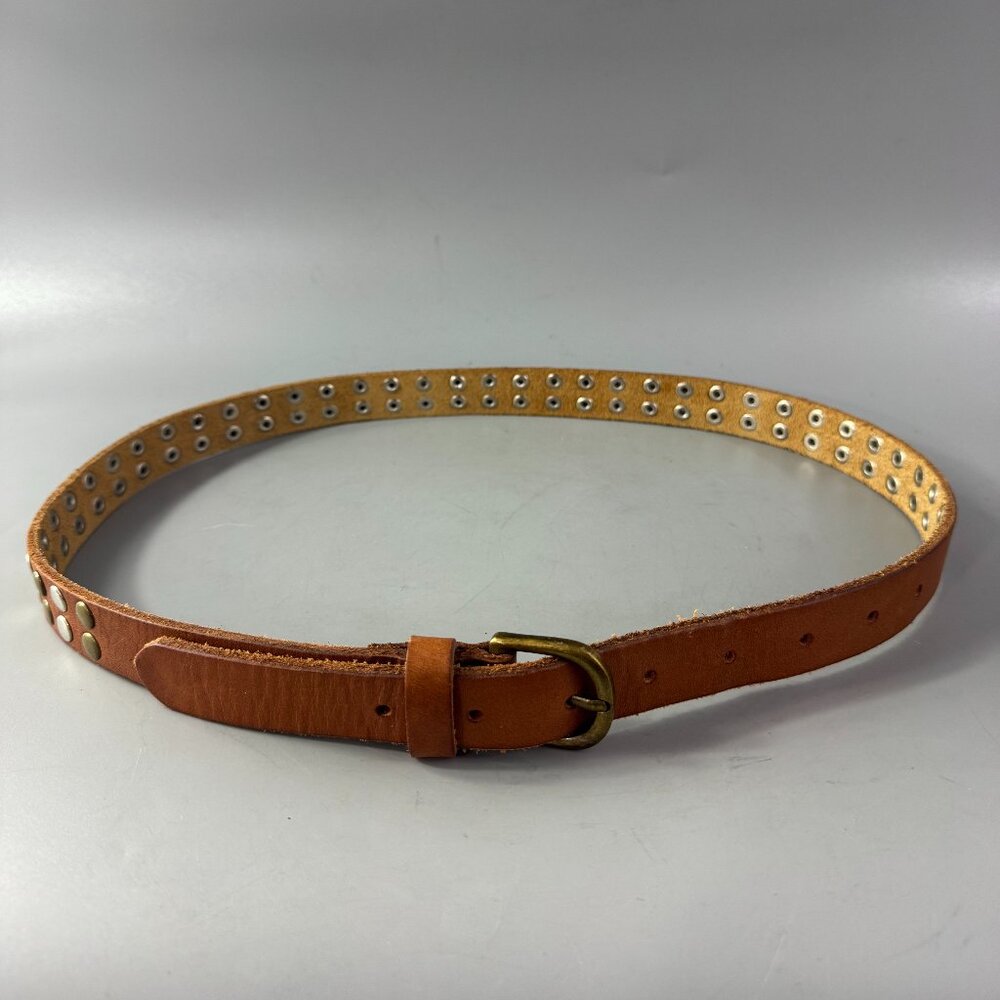 Ecote Tan Leather Studded Leather Women's Belt, Size M